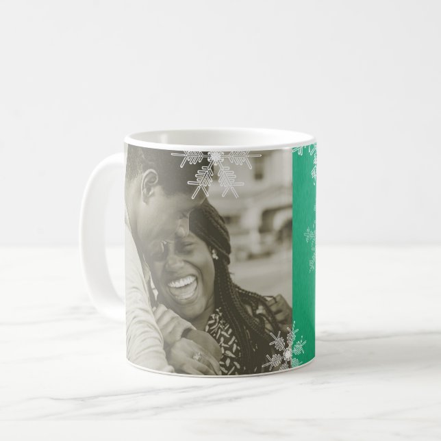Mug Nos premiers Snowflakes Emerald de Noël Minimalist (Devant gauche)