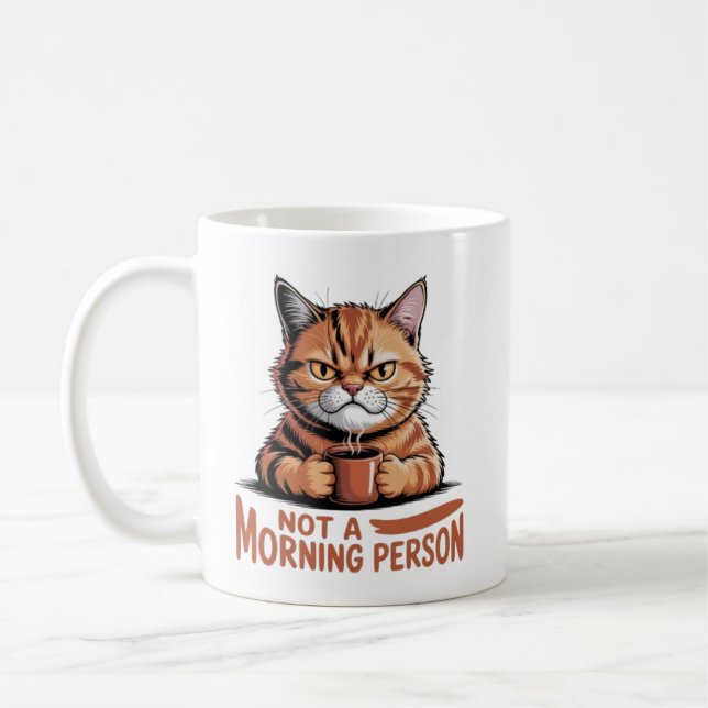 Mug Not A Morning Person Grumpy Orange Cat Funny Coffe (Gauche)