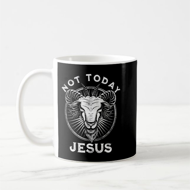 Mug Not Today Jesus Funny Satanic Atheist Black Goth M (Gauche)