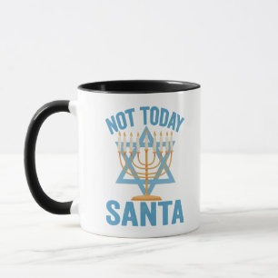Mug Not Today Santa Jewish Hanukkah Holiday Menorah