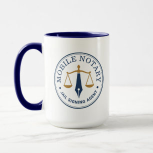 Mug Notaire Mobile Personnalisé Signature Navy Blue Or