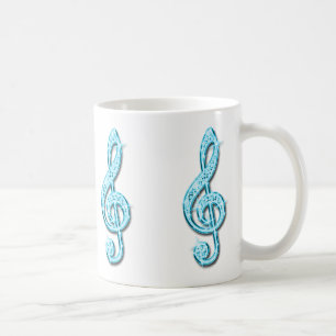 Mug Note de musique bleu clair scintillant