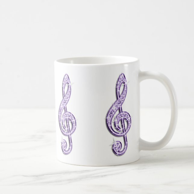 Mug Note de musique lilas scintillante (Droite)