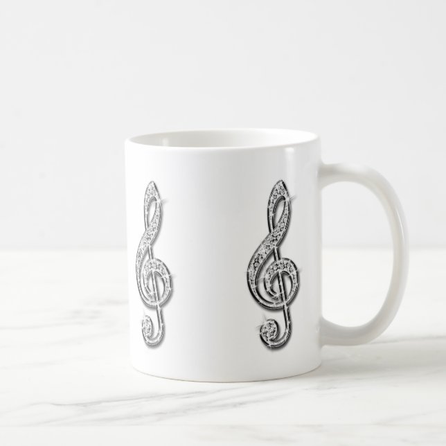Mug Note de musique noire et argentée scintillante (Droite)
