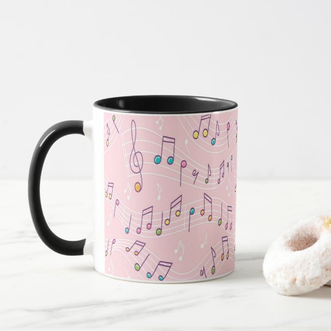 Mug note de musique rose coloré musicien motif (Avec donut)