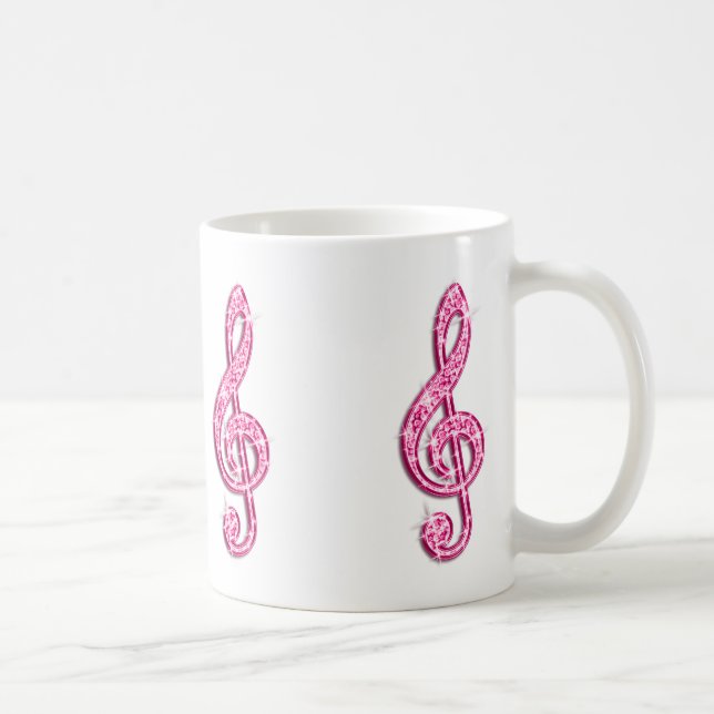 Mug Note de musique rose vif scintillant (Droite)