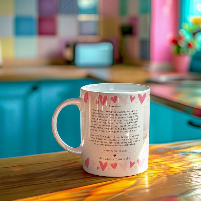 Mug Note manuscrite pour Maman | Collage de deux photo (Créateur téléchargé)