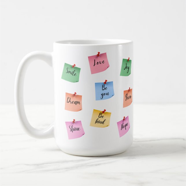 Mug Notes adhésives inspirantes colorées (Gauche)