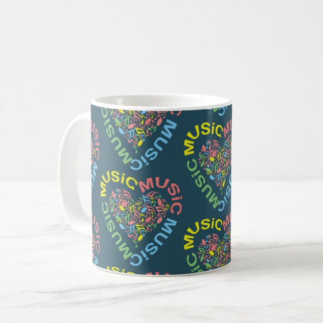 Mug Notes cardiaques du texte de musique (Devant gauche)