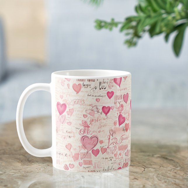 Mug Notes d'amour romantiques et cœurs (Créateur téléchargé)