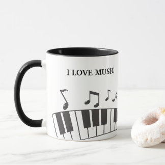 Mug Notes de clavier de piano de texte personnalisé