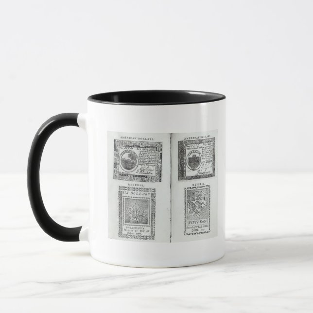 Mug Notes de la devise continentale (Gauche)