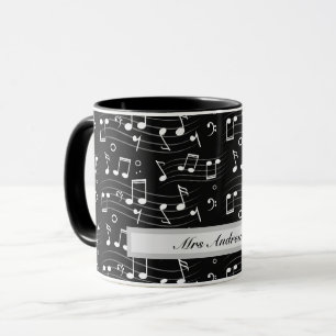 Mug Notes de musique blanches sur fond noir
