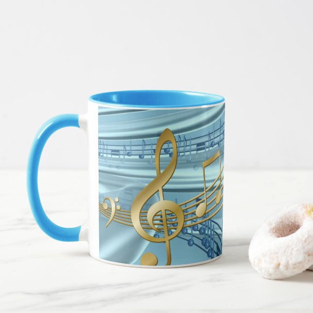 Mug Notes de musique bleu bébé (Avec donut)