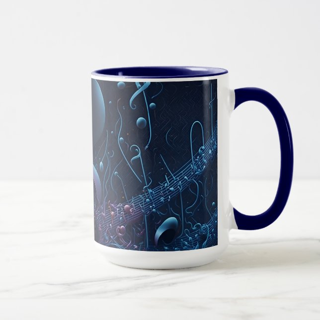 Mug Notes de musique bleues élégantes et tendance (Droite)
