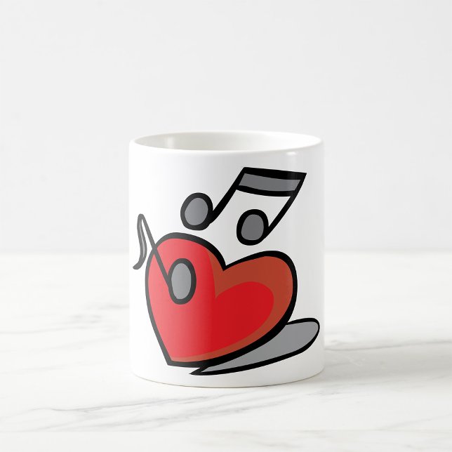 Mug Notes de musique chantantes cœur rouge (Créateur téléchargé)