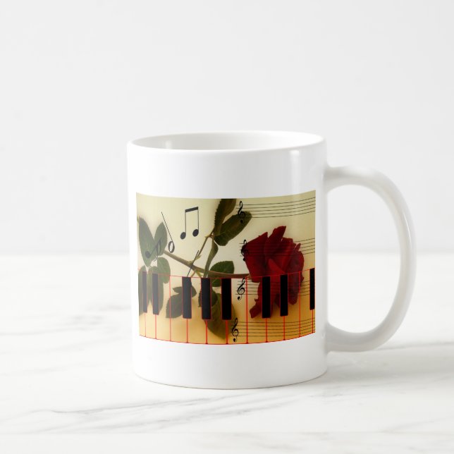 Mug Notes de musique Clavier Red Rose Blossom Destiny (Droite)