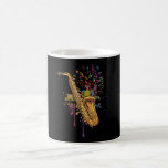 Mug Notes de musique couleur saxophone pour saxophonis<br><div class="desc">Notes de musique couleur saxophone pour saxophoniste</div>