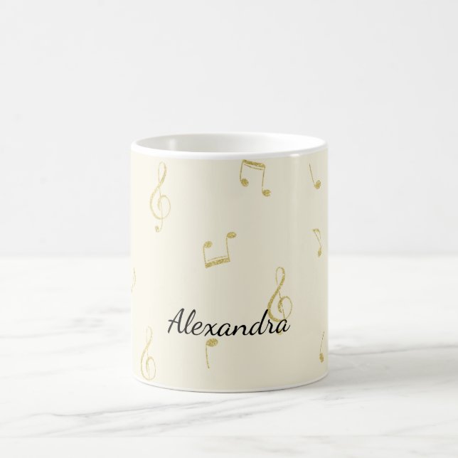 Mug Notes de musique en or blanc   (Centre)