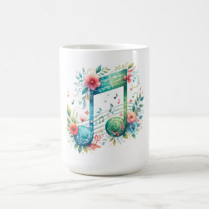 Mug Notes de musique et fleurs