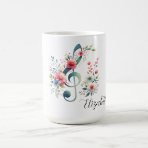 Mug Notes de Musique et Fleurs Personnalisées