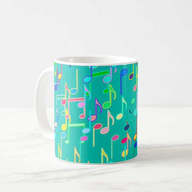 Mug Notes de musique imprimées - turquoise, multicolor (Devant gauche)