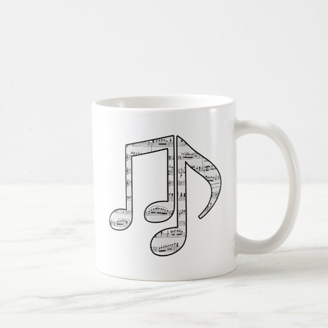 Mug Notes de musique noir et blanc (Droite)