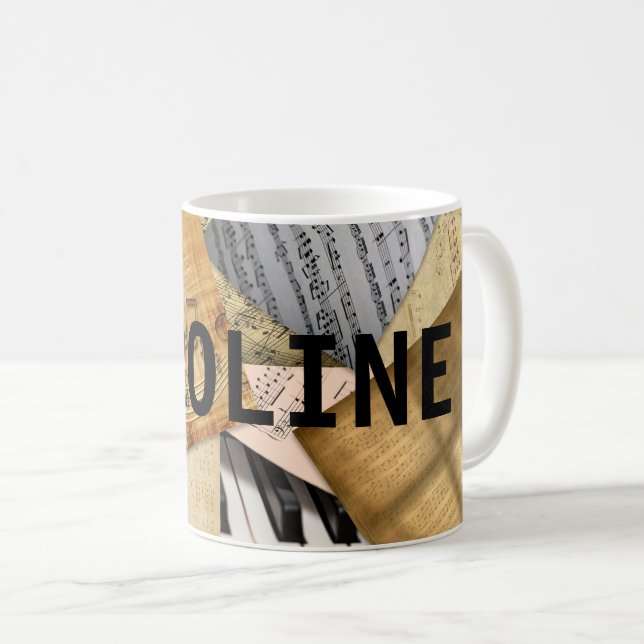 Mug Notes de musique personnalisées Feuille de piano M (Devant droit)