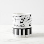 Mug Notes de musique pour piano Nom de script noir bla (Centre)