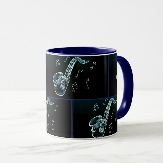 Mug Notes de saxophone et de musique (Devant droit)