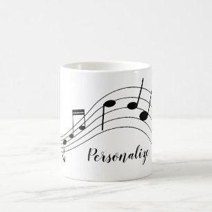 Mug Notes musicales Black Grey Stylish Personnalisé