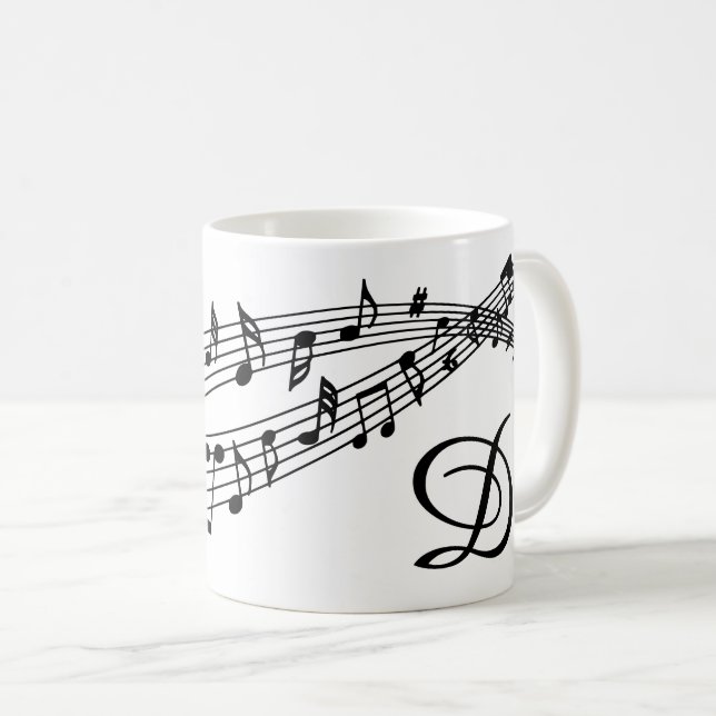 Mug Notes musicales Couleur personnalisée du script mo (Devant droit)