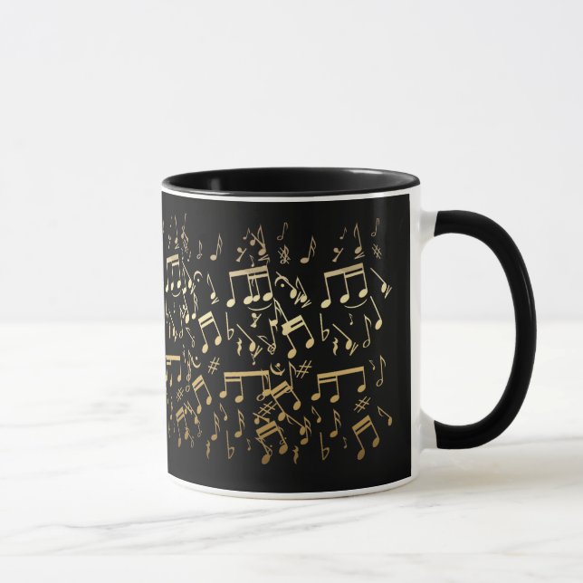 Mug Notes musicales d'or sur l'arrière - plan noir (Droite)
