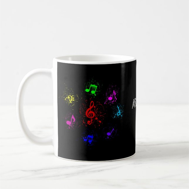 Mug Notes musicales lumineuses avec éclaboussures de p (Gauche)