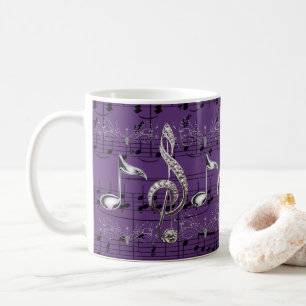 Mug Notes pourpres de musique de feuille et de musique