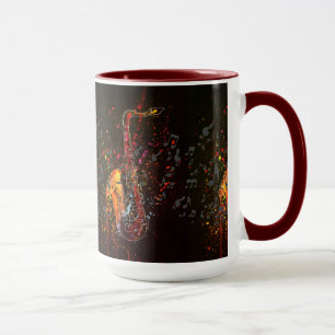 Mug Notes Saxophones Splash Et Musique