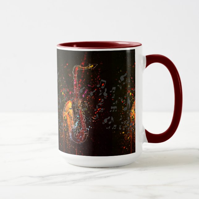 Mug Notes Saxophones Splash Et Musique (Droite)