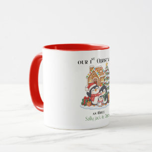 Mug Notre 1er Noël en tant que Trois Manchots d'Hiver