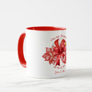 Mug Notre 1er Noël rouge Poinsettia menthe