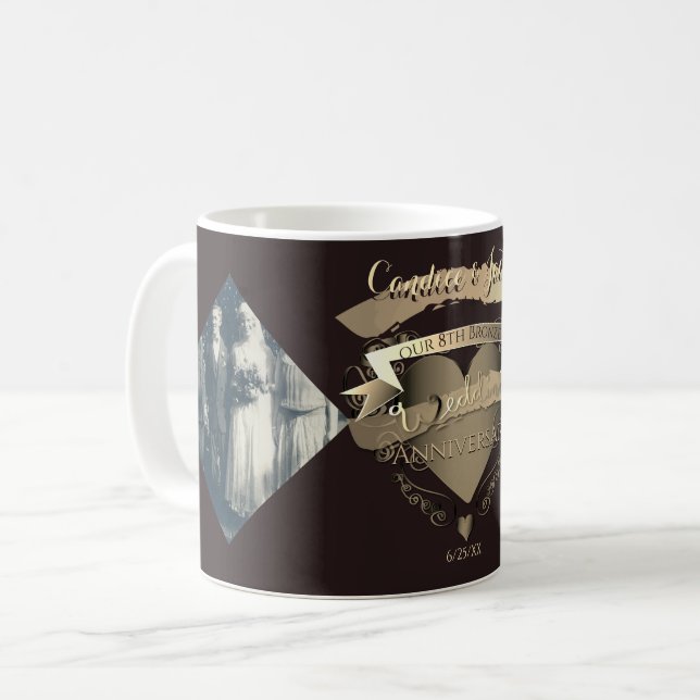 Mug "Notre 8ème anniversaire de Mariage de bronze" (Devant gauche)