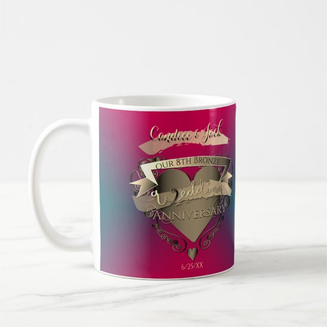 Mug "Notre 8ème anniversaire de Mariage en bronze" Tou (Gauche)