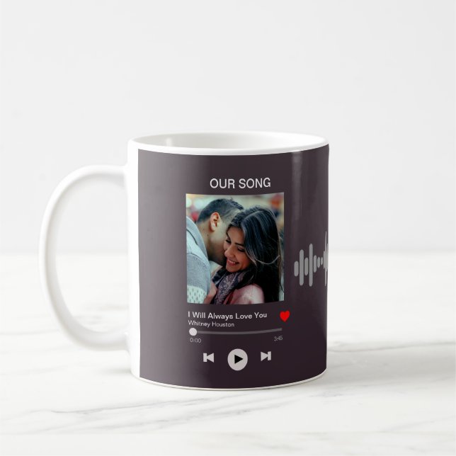 Mug Notre chanson préférée - Photo personnalisée  (Gauche)