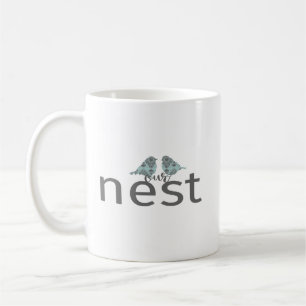 Mug Notre nid deux oiseaux gris bleu