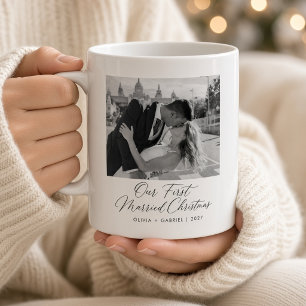 Mug Notre premier Noël de mariage Photo de mariage