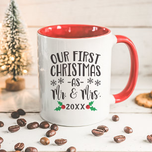 Mug Notre premier Noël en tant que M. et Mme Jeune Mar