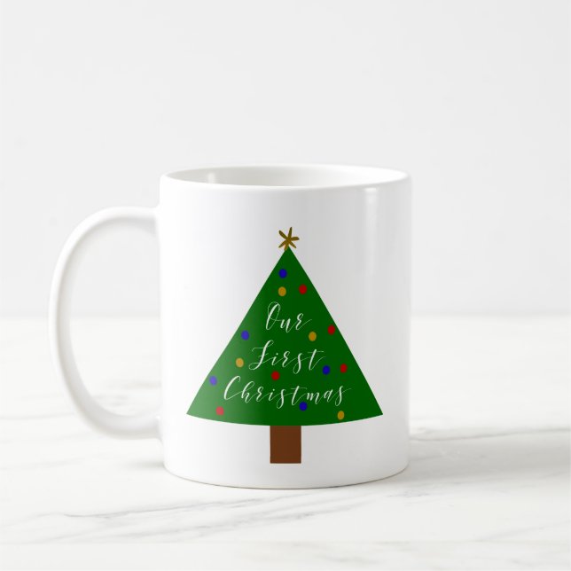 Mug Notre premier Noël Nouvellement Mariés Mariage Vac (Gauche)
