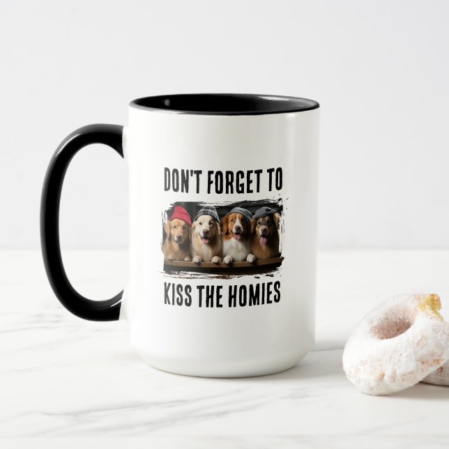 Mug N'oublie pas d'embrasser les potes Photo de compag (Avec donut)