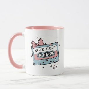 Mug N'oubliez jamais cassette ruban rétro
