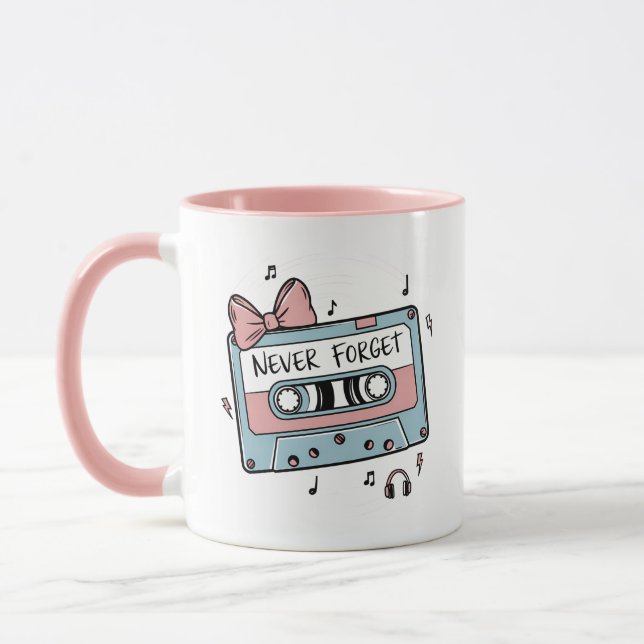 Mug N'oubliez jamais cassette ruban rétro (Gauche)