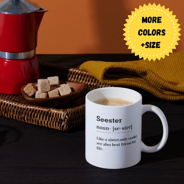 Mug Noun Seester Typographie Drôle Gras Noir & Blanc (Gift for Sister Sister Mug Sister Coffee Mug )